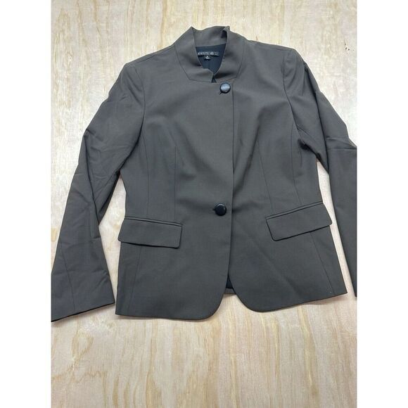 Lafayette 148 New York Womens 12 Brown 2 Button Front Wool Blend Blazer Lined - Picture 1 of 6